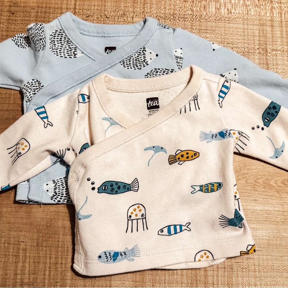 Tea Collection Newborn Wrap Tops, Set of 2